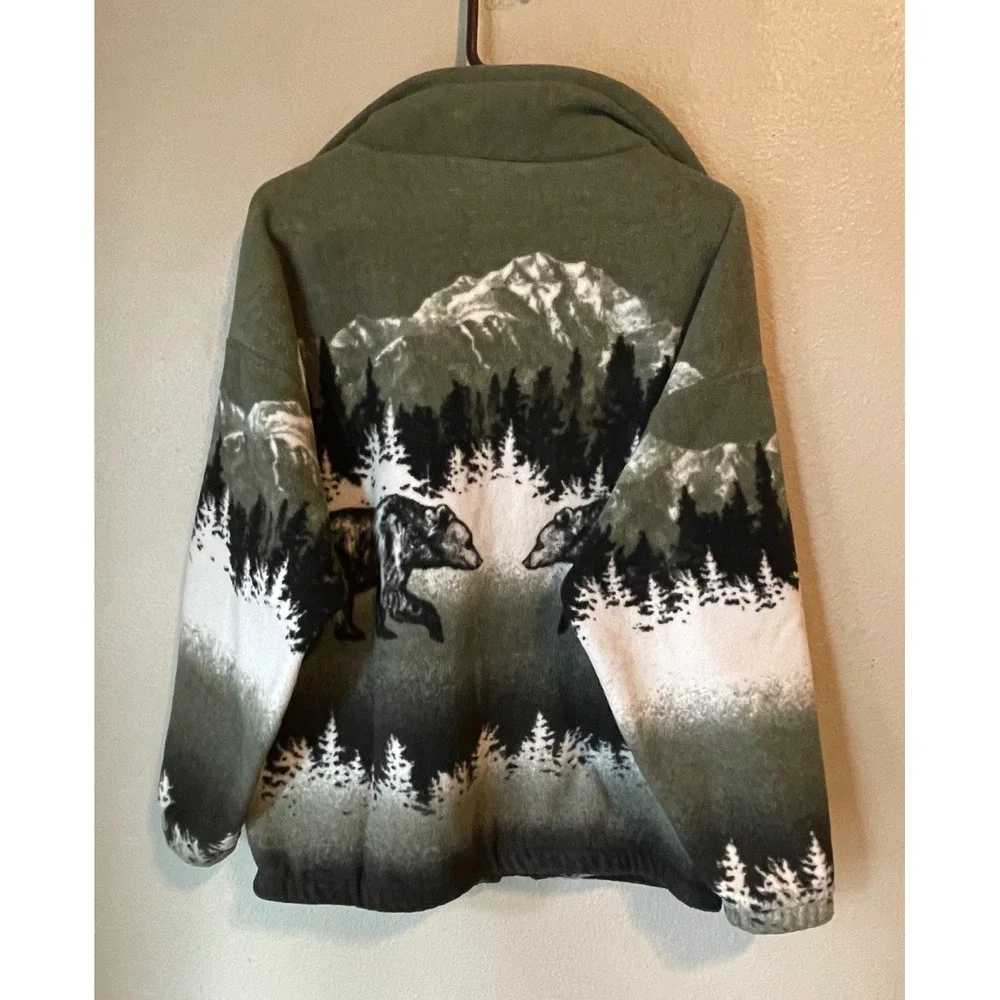 Men's Green Mountain Bear Fleece Jacket - Full Zip - Picture 3 of 7